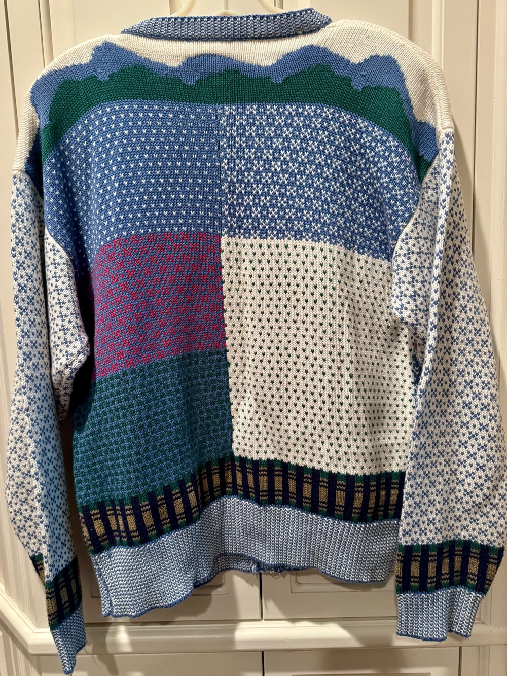 Women’s Susan Bristol Cotton Blend Patchwork Cardigan Sweater- Size MED - Picture 5 of 6
